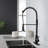 Spring Kitchen Faucet With Pull-Out Sprayer, Stainless Steel Single Handle Single Hole Kitchen Sink Faucet-119337250