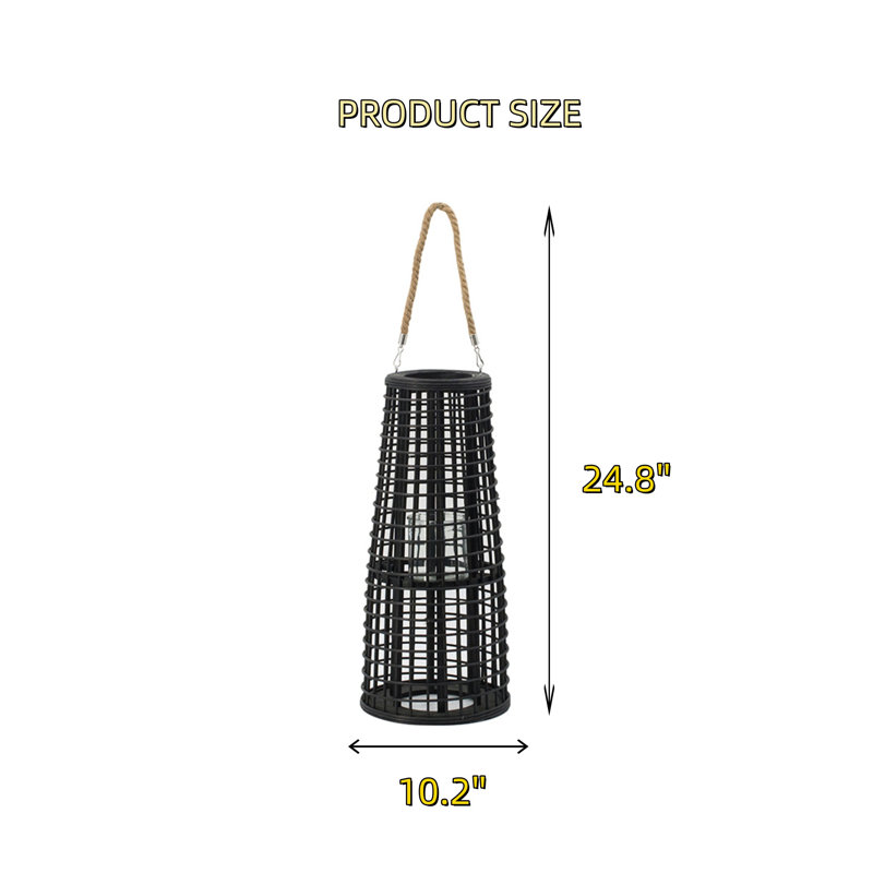 Abat-jour tissé en rotin coupe-vent, H 24,8 po x l 10,2 po x P 10,2 po
