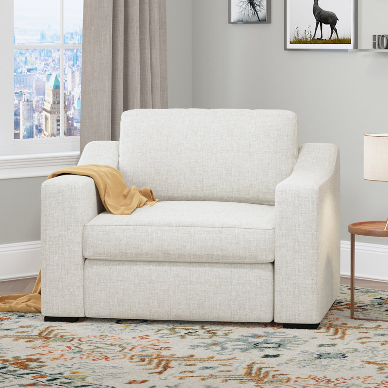 Stutsman Upholstered Chair And A Half, Ivory Polyester Blend