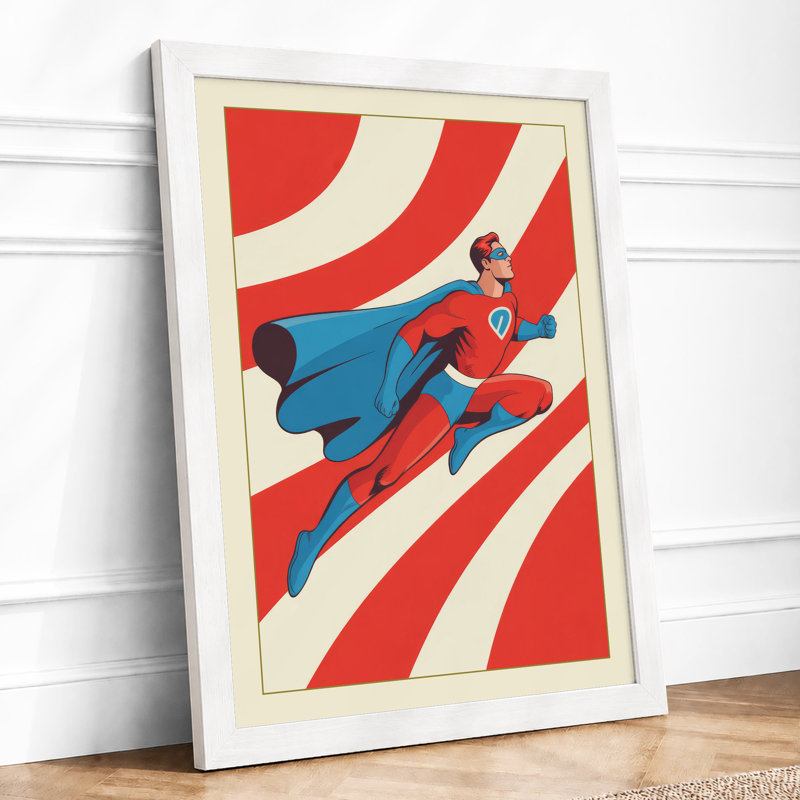 Flying Superhero Retro - Print, A3 - 42.0 x 29.7 cm, White