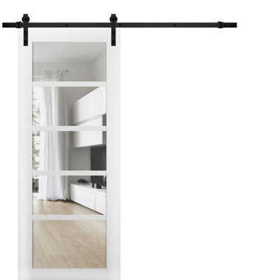 Porte de grange intérieure en verre transparent Quadro