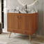 Meuble-lavabo autoportant avec comptoir en faux marbre et lavabo en céramique, armoire de rangement à double porte de 30 po, bois d'ingénierie imperméable, pieds dorés