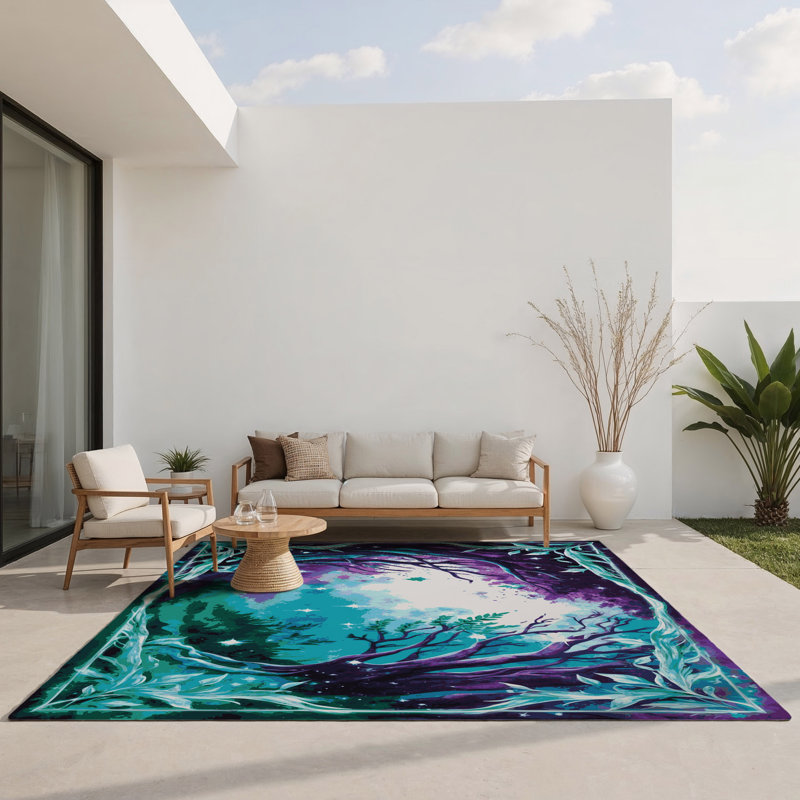 Tapis intérieur et extérieur Ethereal Bloom, Rectangle 1 pi 6 po x 2 pi 6 po
