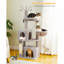 Arbre à chat de 53 pouces de haut avec 2 condos pour chats d'intérieur, tour pour chat avec poteaux à griffer pour petits chats, tour pour arbre à chat gris avec hamac et jouets pour chat