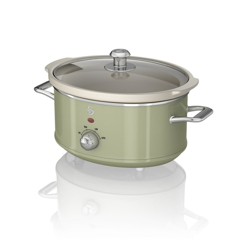 Swan Retro Slow Cooker with 3 Temperature Settings, Keep Warm Function, 3.5L, 200W, Green