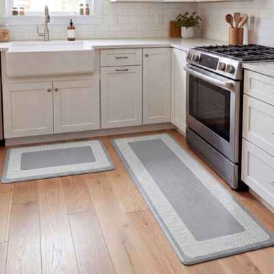  Hettie Herringbone Border Wellness Kitchen Mats