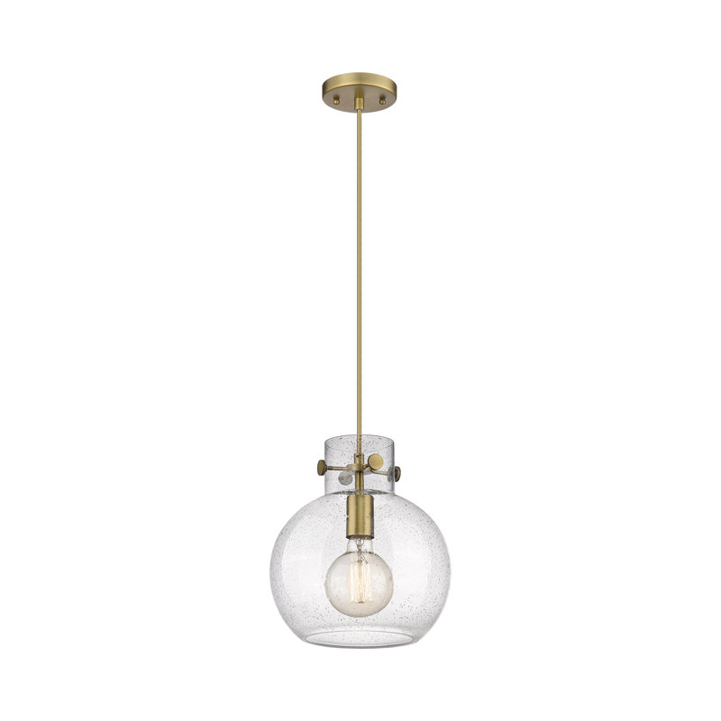 Luminaire suspendu à cordon 1 lumière 10 po Lantz, H 11,13 po x l 10 po x P 10 po, Bullé, Laiton brossé