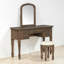 Ensemble de coiffeuse 46 "avec tabouret, miroir floral courbé, bois, rangement 5 tiroirs, rétro, espace de rangement de la chambre à coucher-986673951