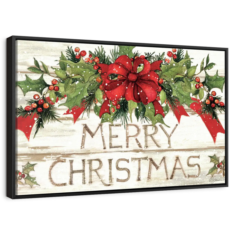 Evergreen Christmas I, Cadre flottant noir, 40 po x 27 po