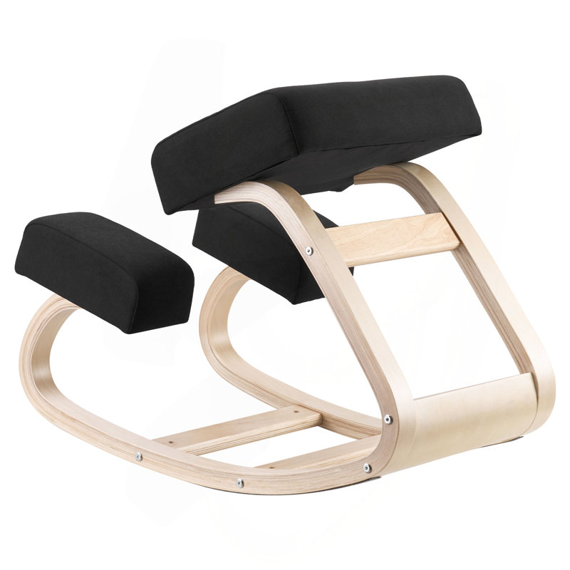 Fauteuil ergonomique à genoux, fauteuil en bois avec coussins en mousse épaisse et structure en bois massif, hauteur réglable, soulagement naturel pour les douleurs au cou ou au dos, idéal pour la maison, le bureau ou la méditation