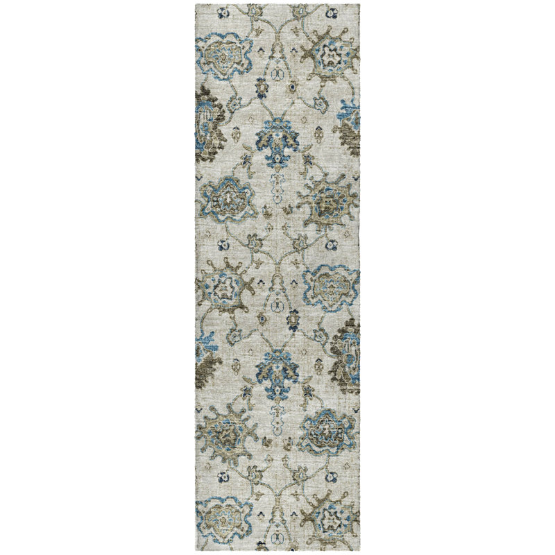 Premium Machine Washable Dream Shag ADS96 Ornate Rug, Blue, 2'3" x 7'6" Runner