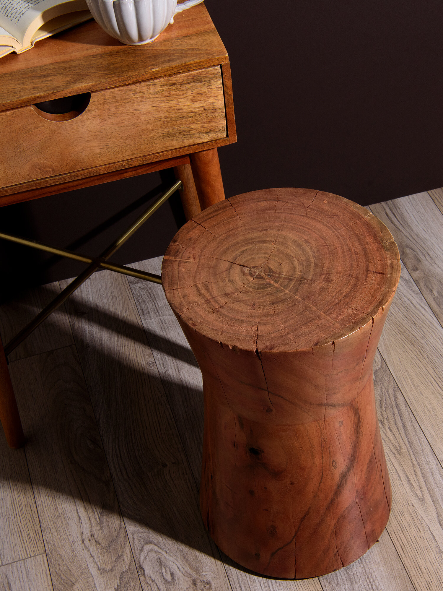 Wooden 2025 hourglass stool