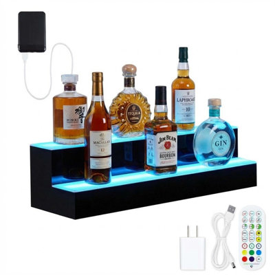 Armoire à vin à DEL RVB avec synchro de musique, contrôle d'application et présentoir de rangement de bouteilles à 2 niveaux