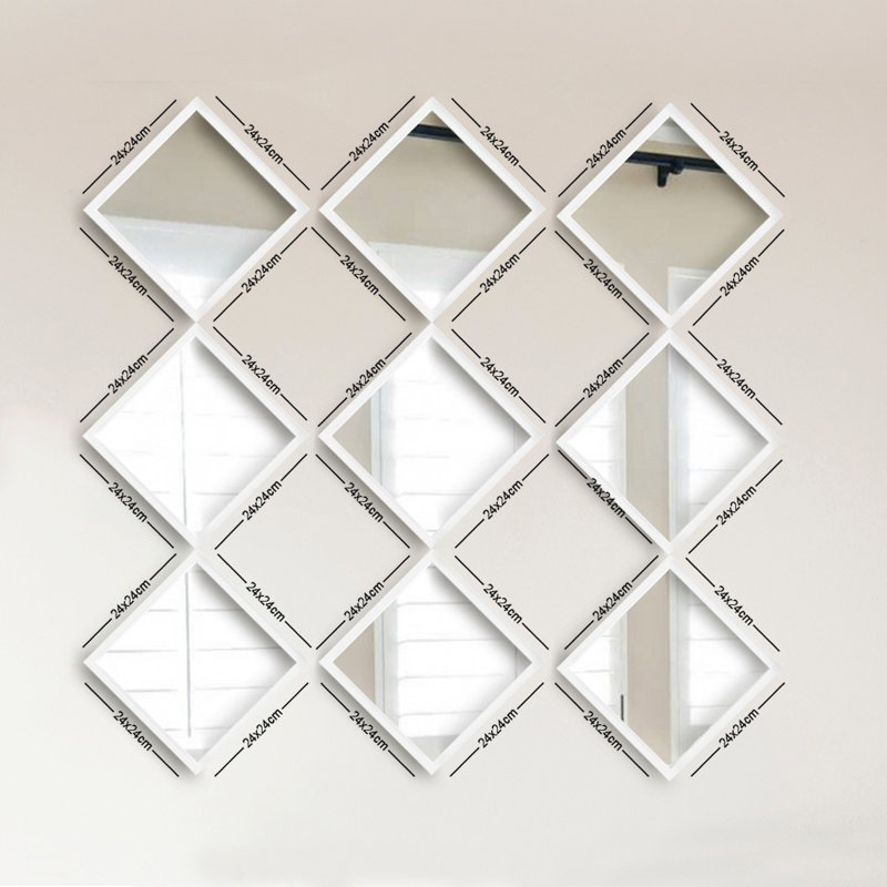 Zenda Plastic Flat Wall Mirror Set, White
