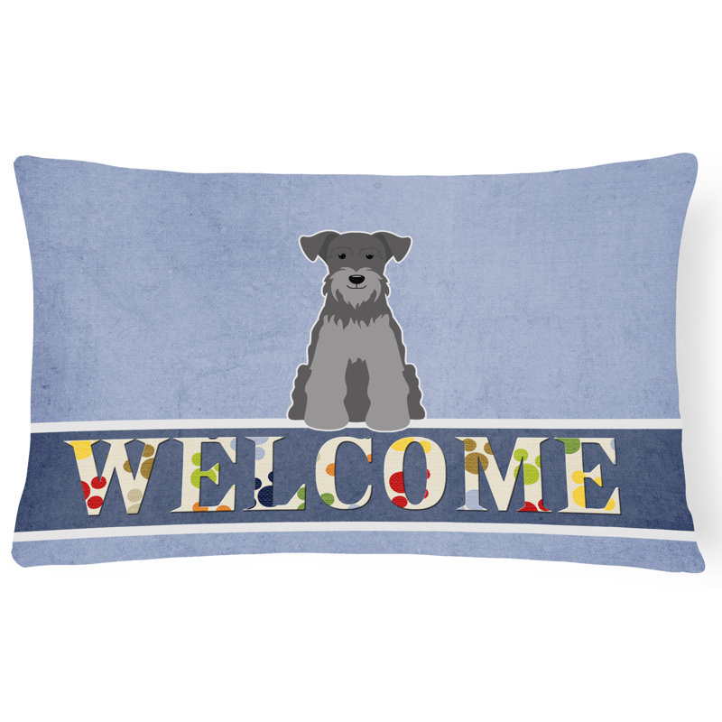 Coussin lombaire miniature Schanuzer Welcome, Noir / argent