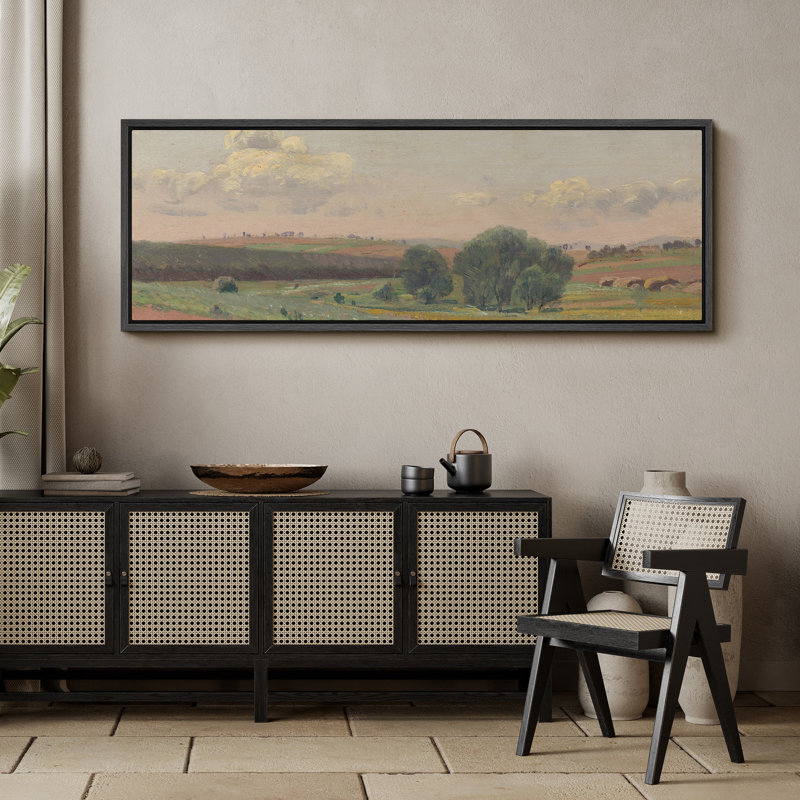 «Spring Country Landscape Relaxing Calm», impression sur toile encadrée surdimensionnée, H 20 po x l 60 po