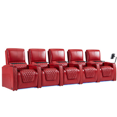 Haiylee Zero Gravity Home Theatre Seating Top Grain Leather Recliner Sofa Power Headrest Footrest