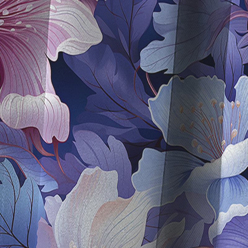 Tranquil Dreamscape Tropical Motif I - Rideau floral - Rideau floral occultant en velours - 1 panneau, L 52 po x L 120 po