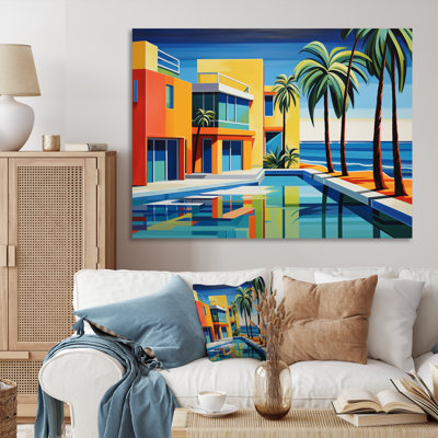 Pop Palm Beach en couleur III sur toile