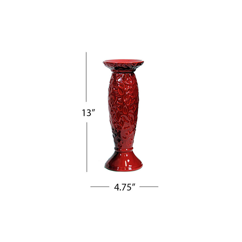 Ensemble de chandelles en céramique 3 pièces pilier, Rouge
