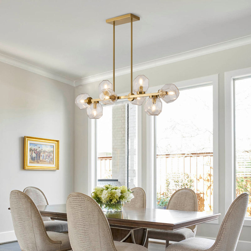Luminaire suspendu en verre 39 "Mid Century, Doré