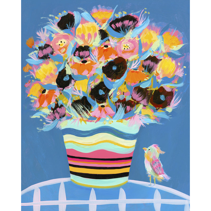 Art sur toile, "Renna Bouquet Blue" par Allyn Howard, H 32 po x L 24 po x l 1,25 po