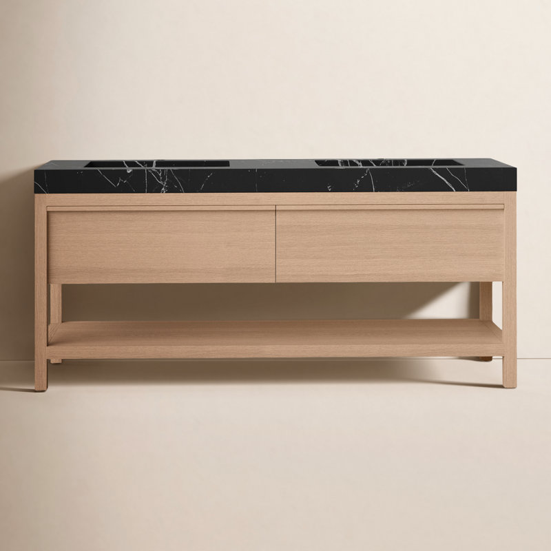 Ensemble de meuble-lavabo double 72 po Ariane, Chêne blanchi