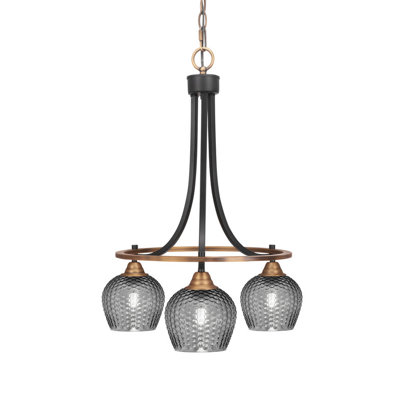 Lustre 3 lumières Allexus noir mat et laiton fumé 6 po, Noir mat / laiton, Noir