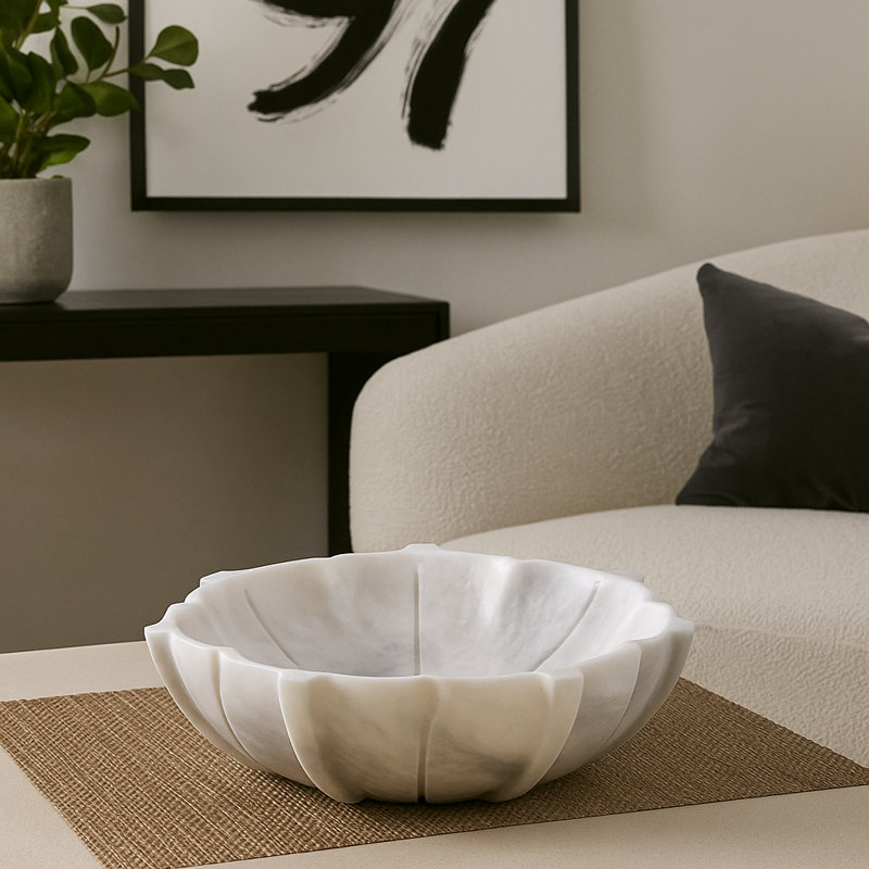 Zoro Marble Decorative Bowl, 7.5cm H x 25cm W x 25cm D