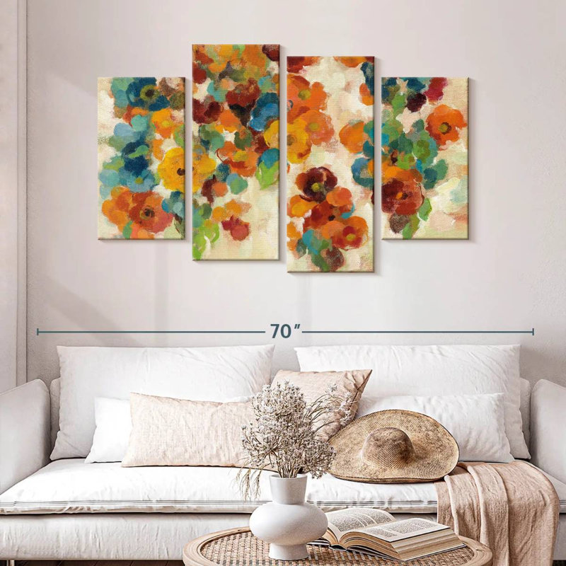 Fleurs épices et turquoise Avery, H 32 po x l 52 po