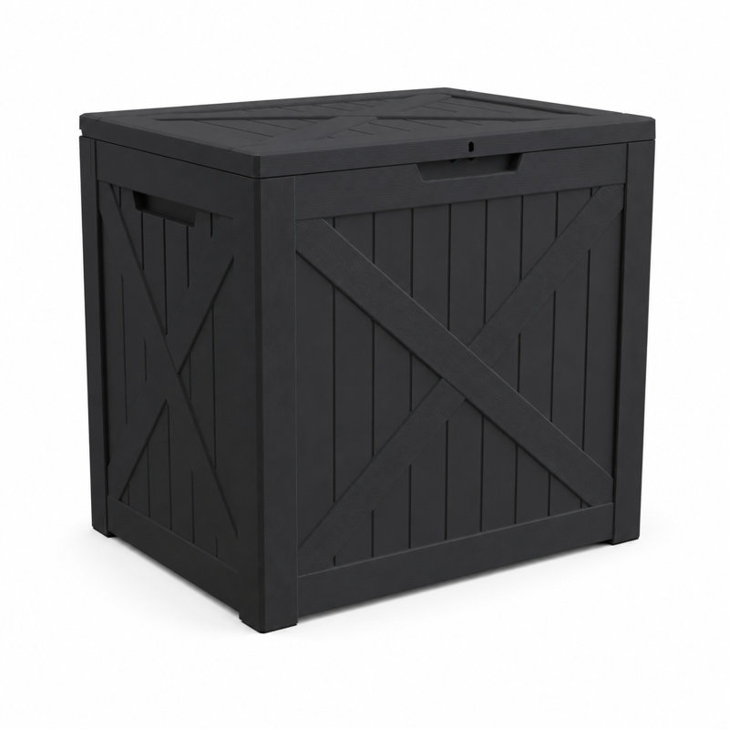 Boîte de rangement en résine résistante aux intempéries verrouillable 45 gallons, boîte de livraison de colis, Black