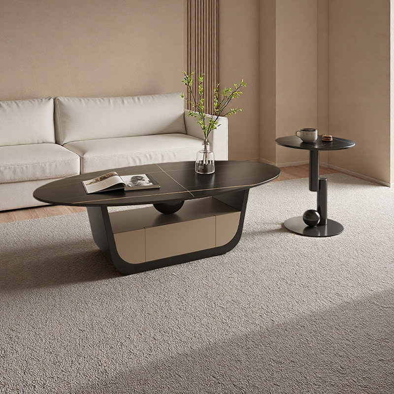 Ensembles de tables basses modernes pour petits appartements, Noir, H 16,53 po x L 55,11 po x l 31,49 po