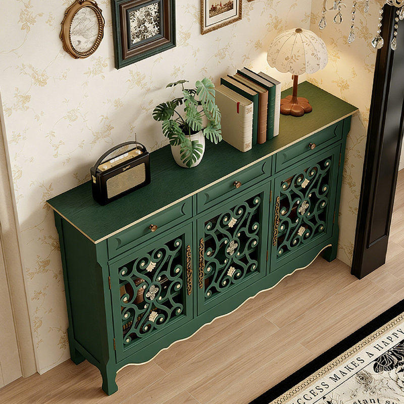 Banc de rangement vert en bois manufacturé, Vert