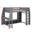 Lit mezzanine en bois avec bureau, nombreuses tablettes de rangement, éclairage à DEL et portemanteau suspendu-1123381398