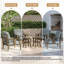 Ensemble de conversation d'extérieur en teck pour quatre personnes avec coussin et deux tables d'appoint-738850613-738850614