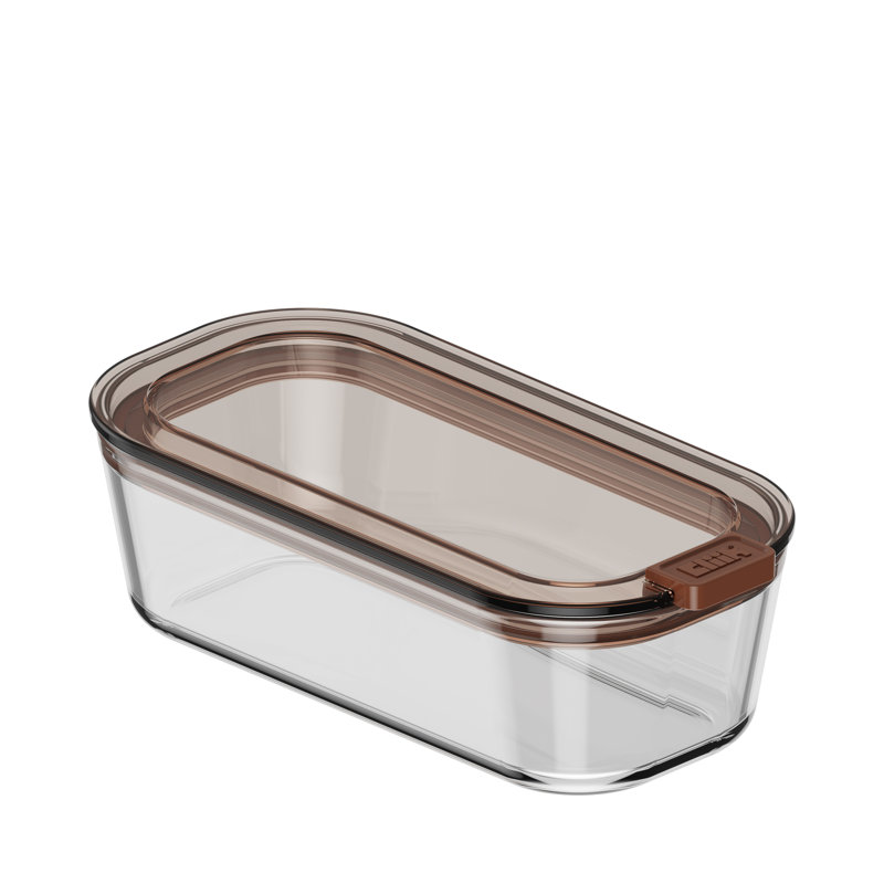 Petit contenant de conservation en verre empilable, 610 ml, Brun