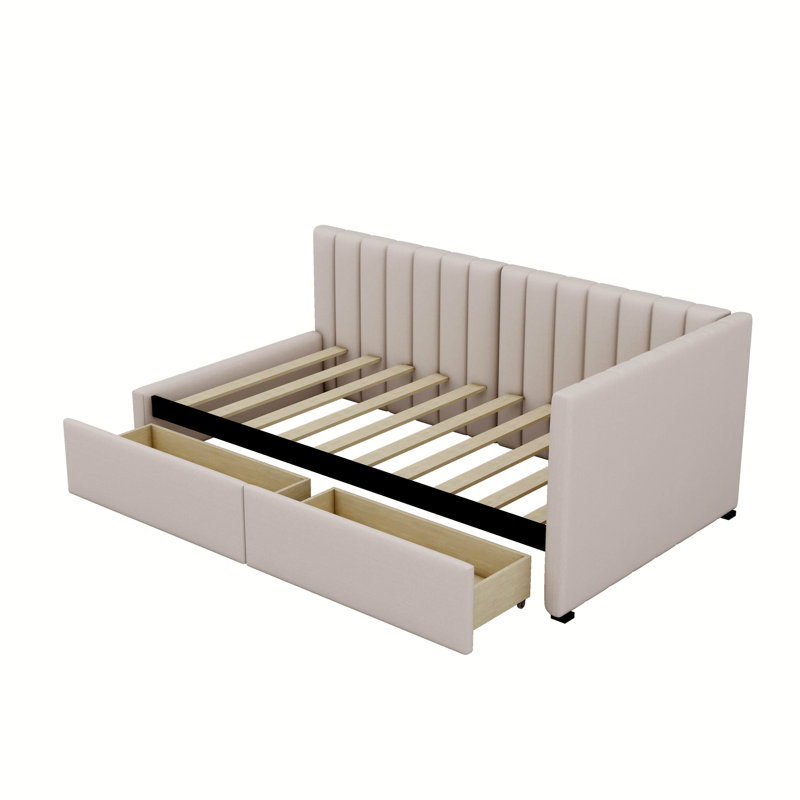 Mauda Upholstered Platform Storage Bed, Beige