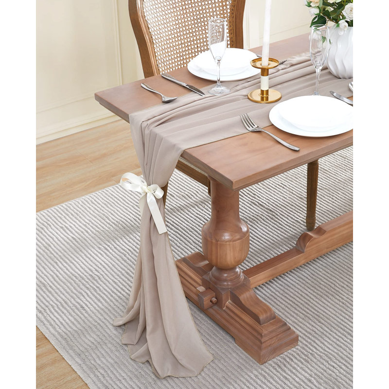Cheatom Solid Wedding Table Runner, 156" L x 35" W, Ivory