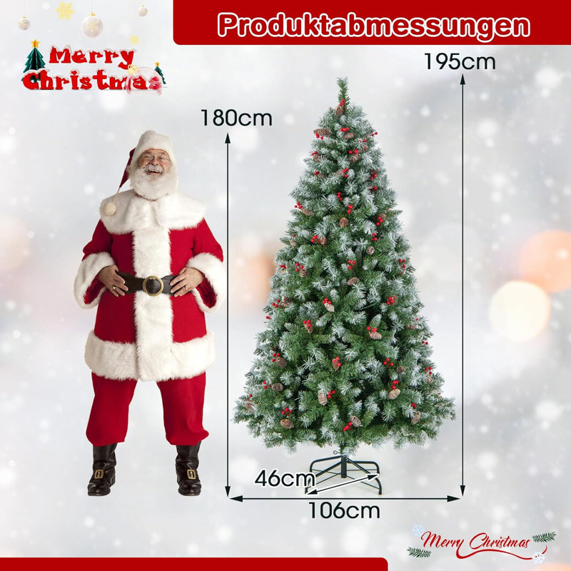 Lighted Artificial Pine Christmas Tree, 195cm H