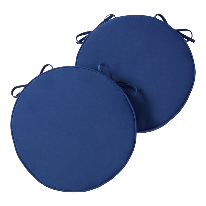 Outdoor Round Dining Chair Seat Pad, Marine Blue