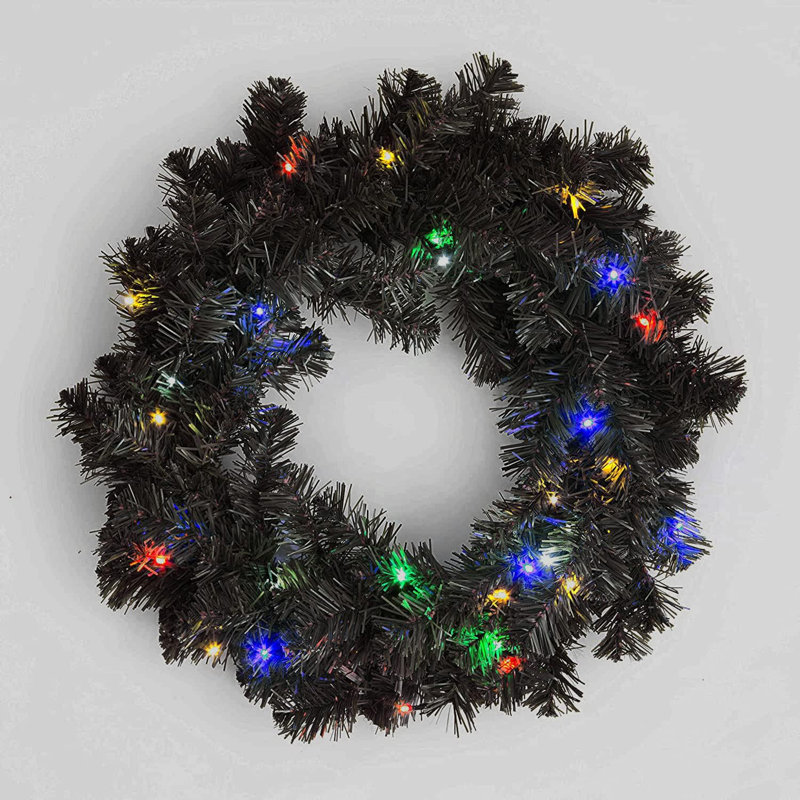 Faux Lighted PVC 21.65cm Christmas Wreath, Multicolour