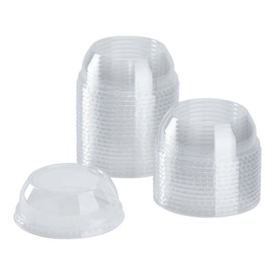 Crystal Clear Wide Hole Dome PET Plastic Lids with 2" Straw Hole – Fits 12, 16, 20 & 24 oz Cups:50CT