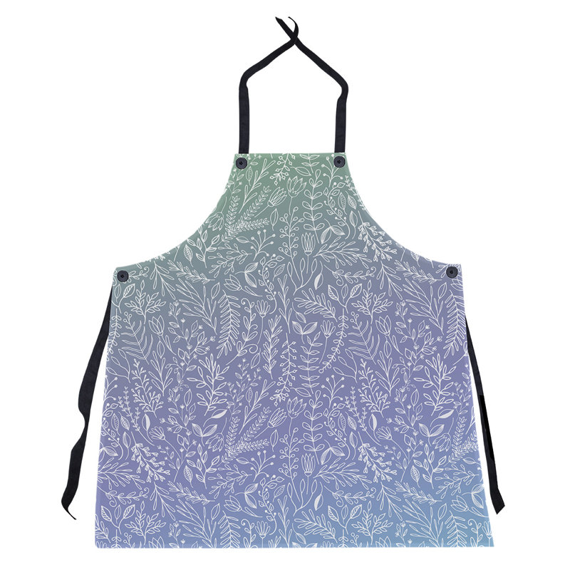 Tablier à motif floral ditsy, Vert / Indigo