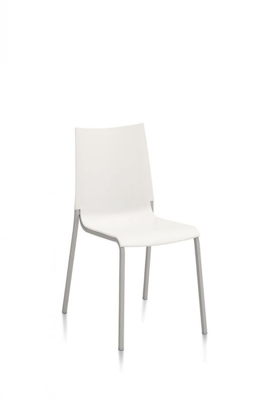 Eva Dining Chair, Aluminum, White