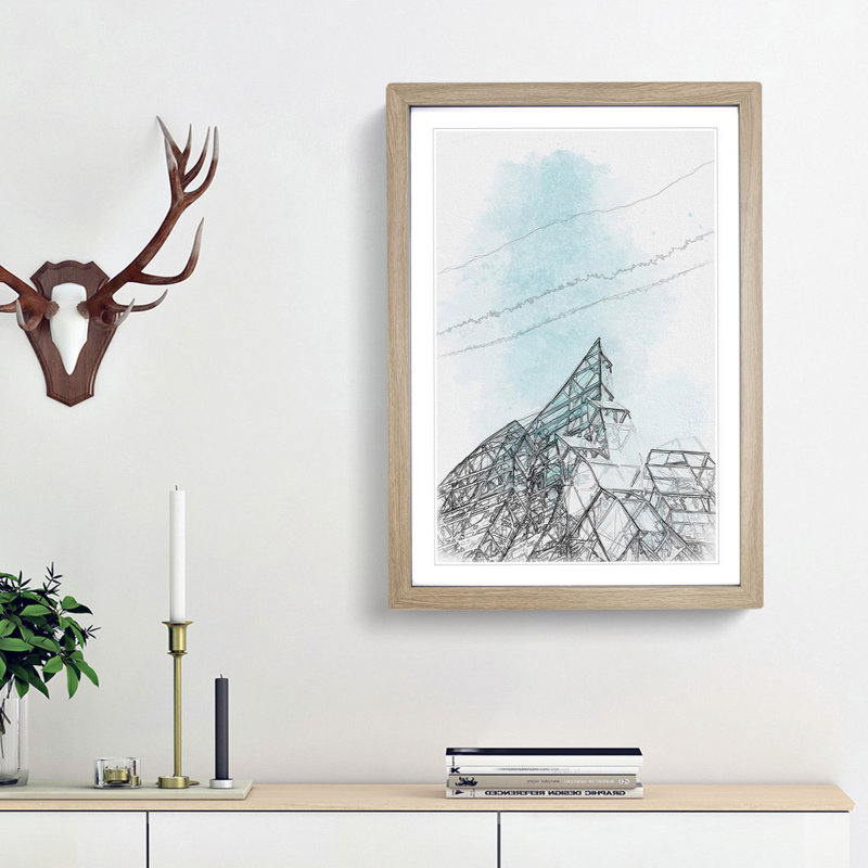 Sketching the Architecture Vol.32 - Picture Frame Drawing Print, 87cm H x 62cm W x 2cm D, Oak Framed