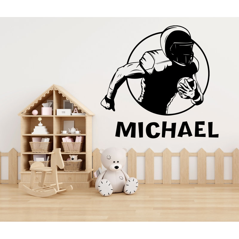 Grand nom personnalisé football américain autocollant mural sport autocollant enfants personnalisé cadeaux mur vinyle autocollant mural chambre de garçon 623DLU