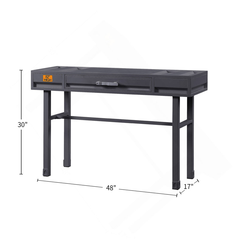 Metal Vanity Desk With One Drawer,Gunmetal, Gunmetal