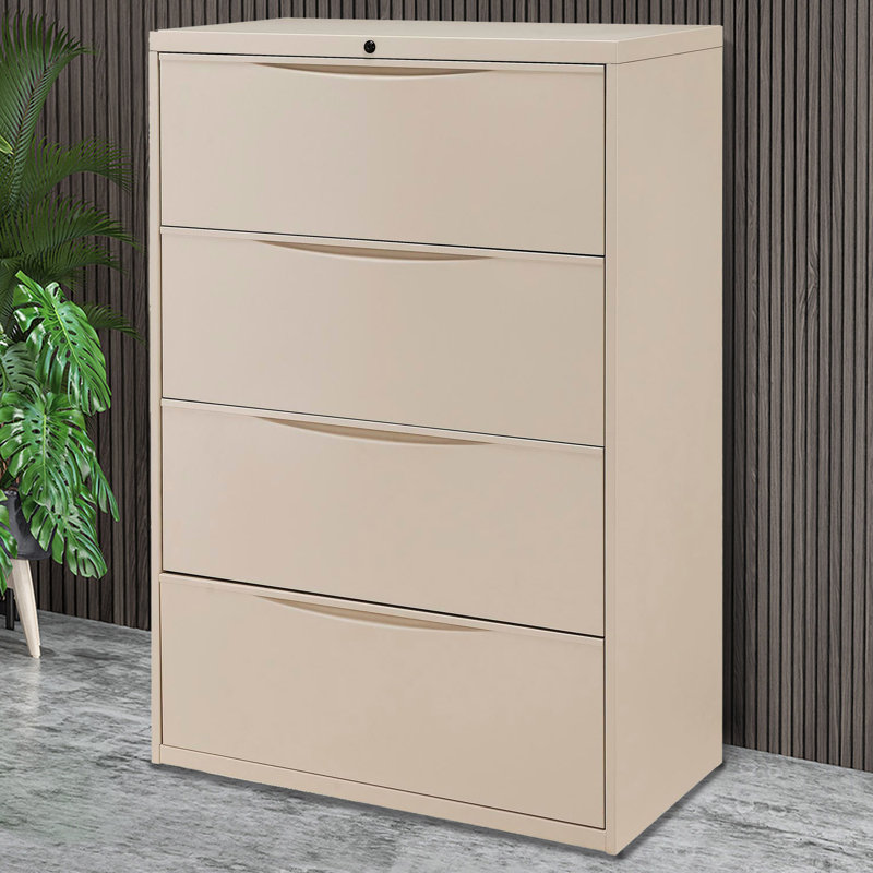 Putty 36" Steel 4-Drawer Lockable Lateral File Cabinet