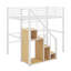 Lit mezzanine simple en métal avec escalier de rangement et garde-robe-1087105497