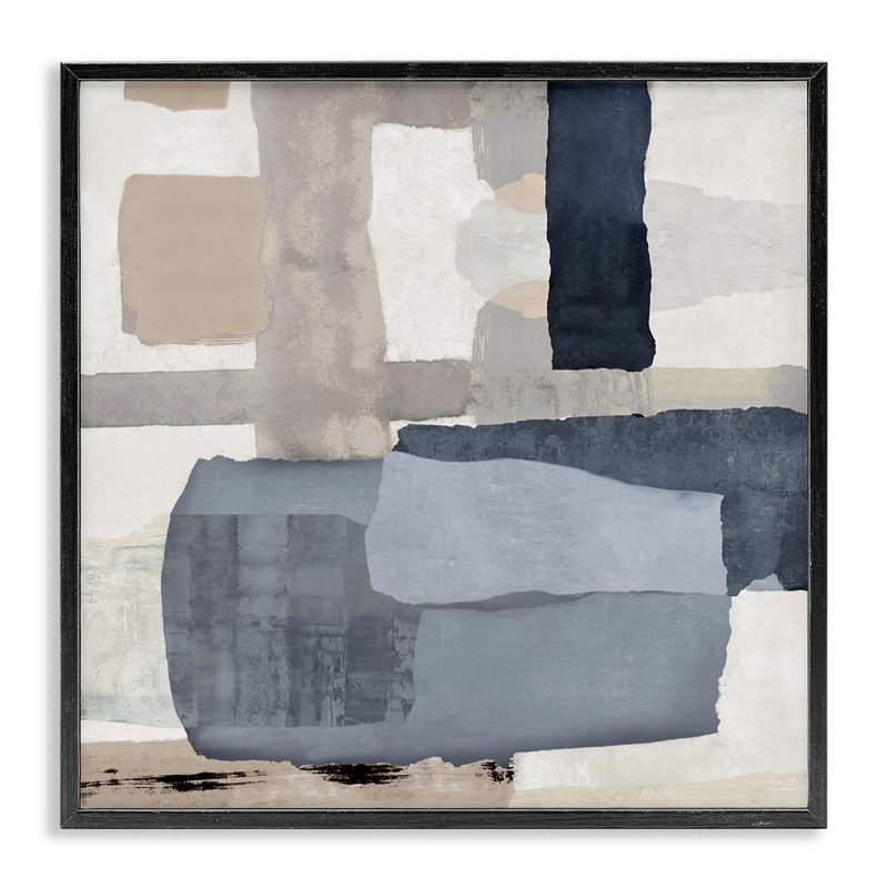Earthy Expressive Abstract Framed Giclee Art, design by Jacob Q, Midnight Black Framed Giclee, 12" H x 12" W